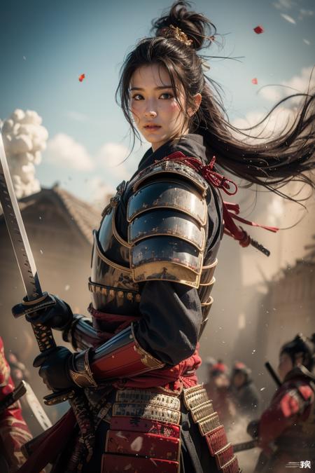 38057-3134685962-Samurai,weapon,armor,sword,solo,japanese armor,samurai,long hair,black hair,holding,katana,holding weapon,topknot,looking at vie.png